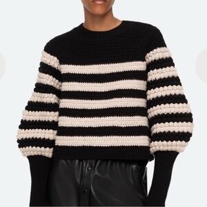 Sea New York Women's Blue Striped Reese Popcorn Puff Sleeve Sweater Medium $425